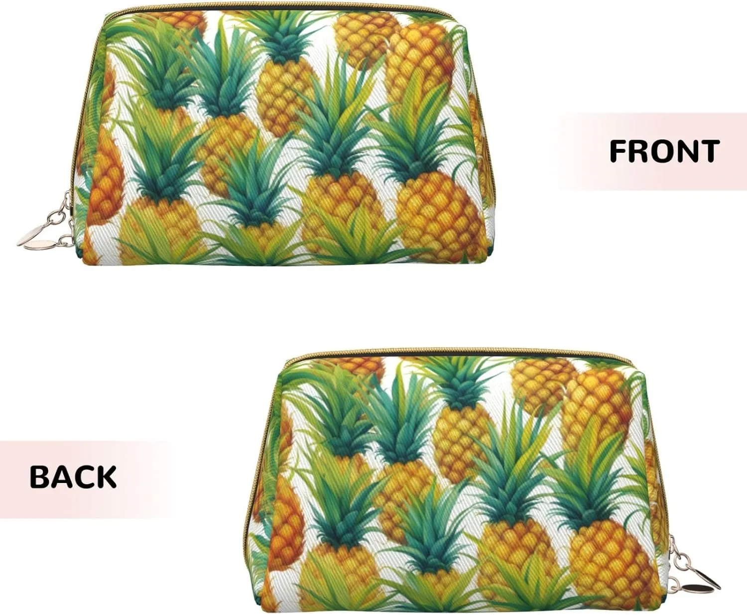 Exotic Tropical Pineapples Leather Toiletry Travel Bag, Compact Makeup Organizer For Women