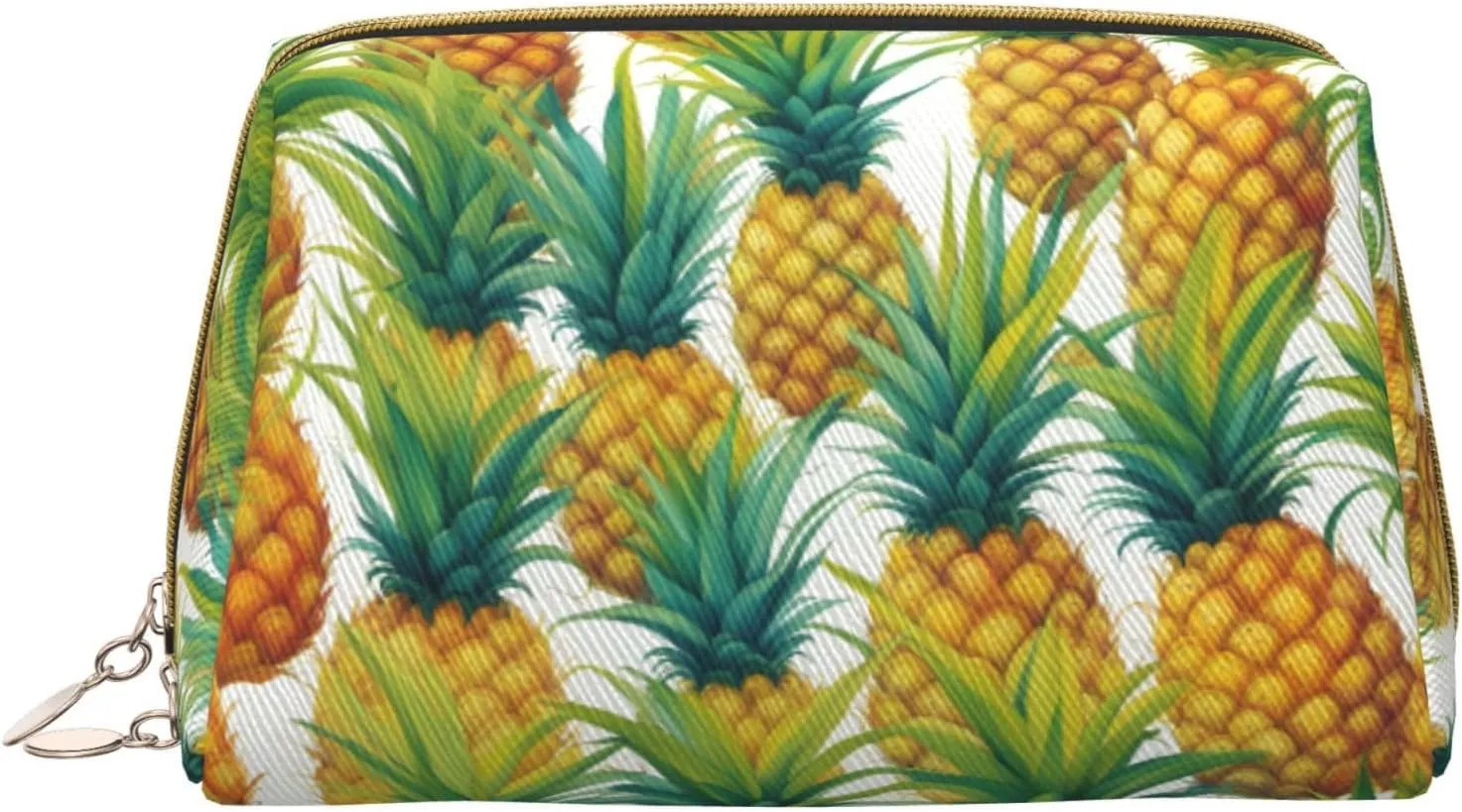Exotic Tropical Pineapples Leather Toiletry Travel Bag, Compact Makeup Organizer For Women