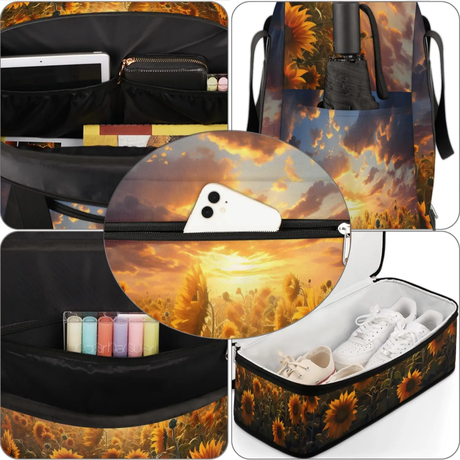 Exquisite Drawing Flowers Pattern Travel Duffle Bag, Collapsible Travel Bag Sports Gym Bag With Shoes Compartment Weekender Bag Overnight Bag For Women Men