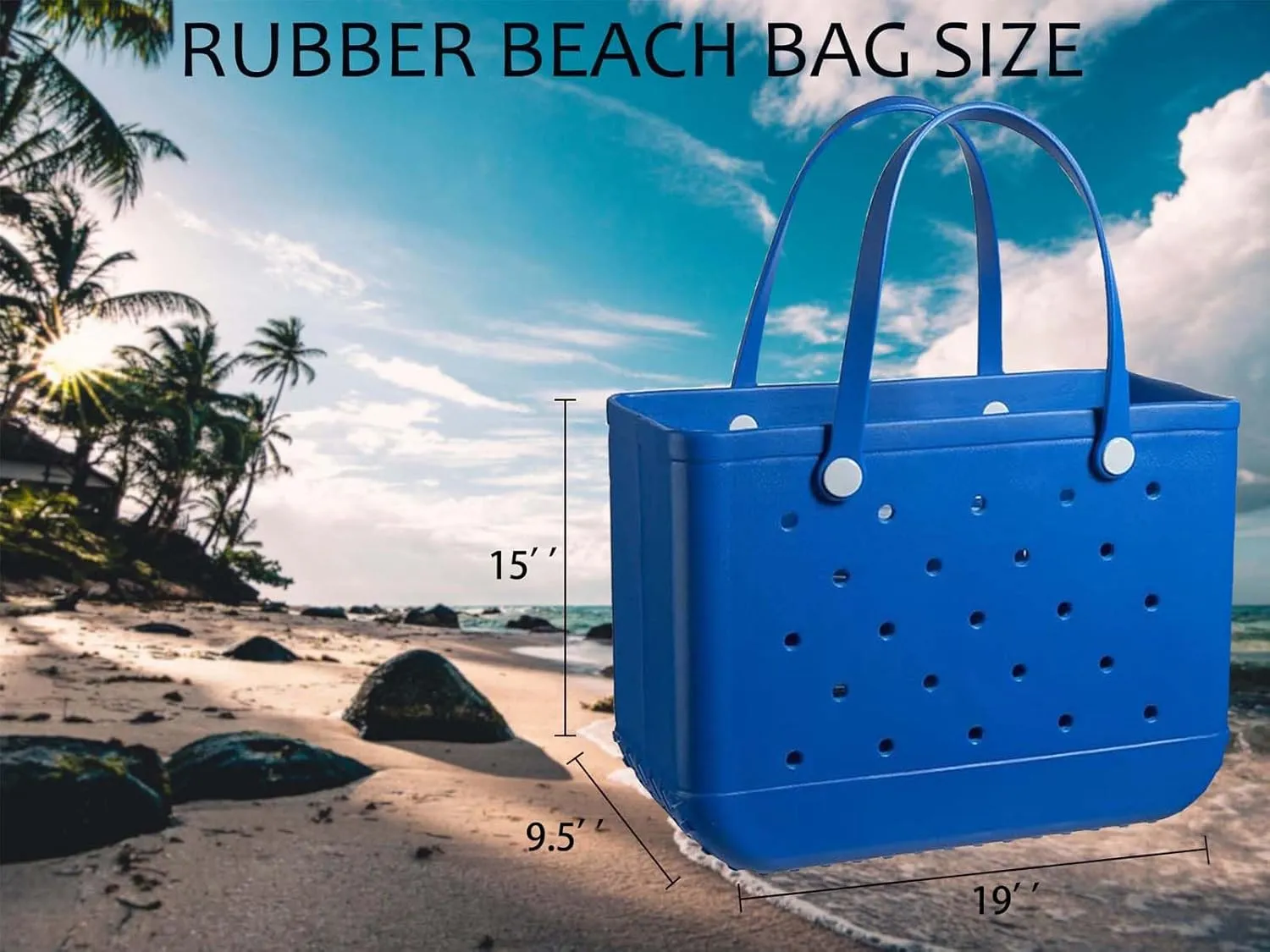 Extra Large Rubber Tote Bag for Women & Men, Waterproof Lightweight Travel X-Large Beach Bag for Boat & Pool