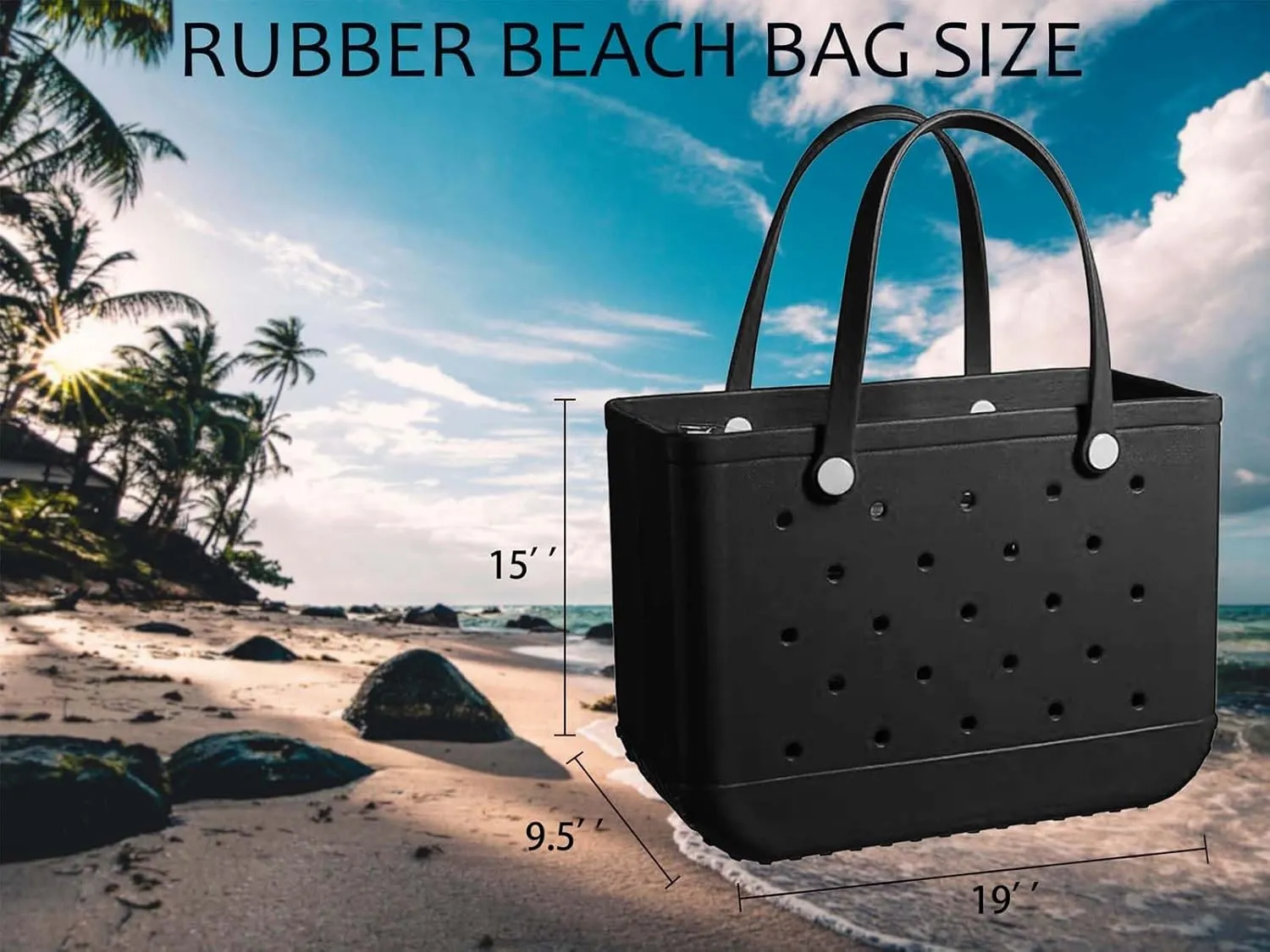Extra Large Rubber Tote Bag for Women & Men, Waterproof Lightweight Travel X-Large Beach Bag for Boat & Pool