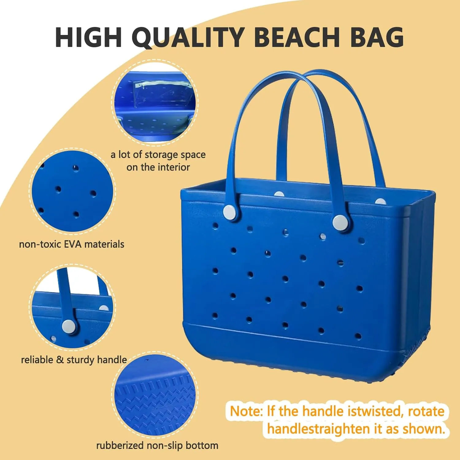Extra Large Rubber Tote Bag for Women & Men, Waterproof Lightweight Travel X-Large Beach Bag for Boat & Pool