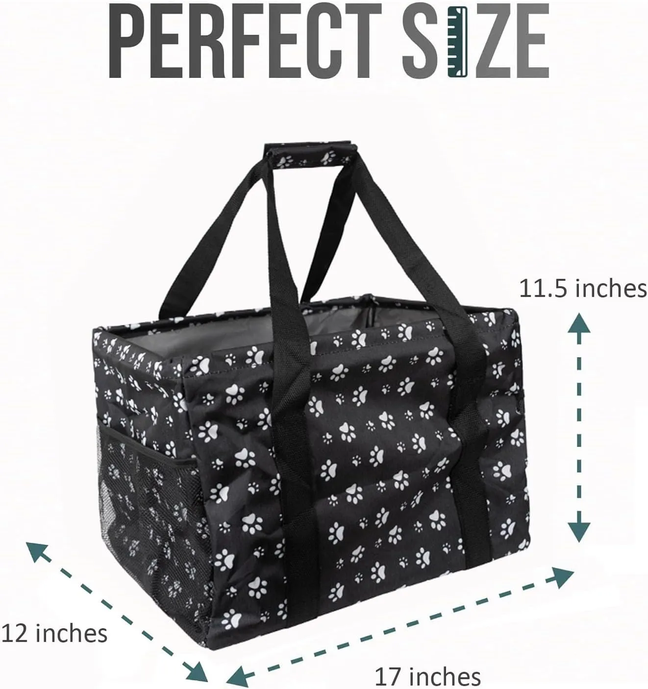 Extra Large Utility Tote Bag - Collapsible Tote with Wire Frame for Beach, Groceries, Travel - Includes 5x7 Bag