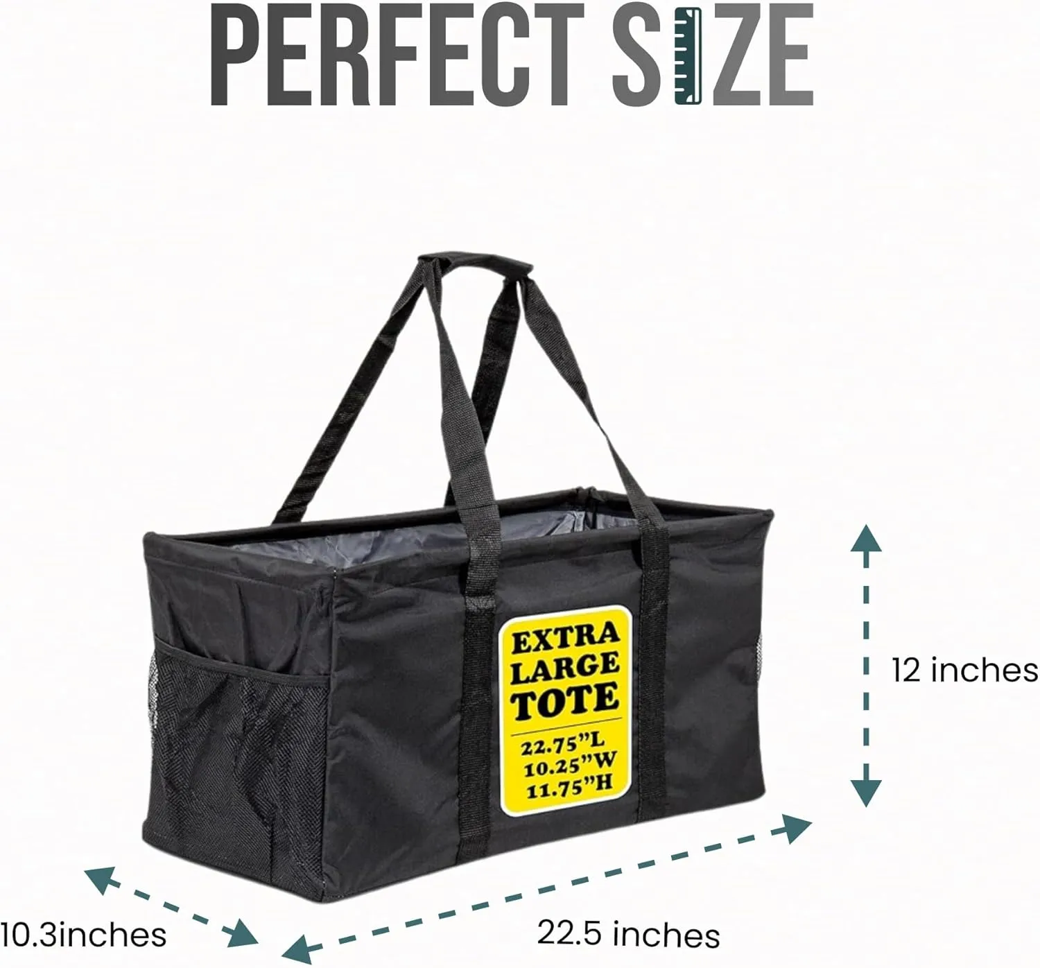 Extra Large Utility Tote Bag - Oversized Collapsible Large Beach Bag, Great for Pool with Sturdy Frame, Extra Side Pockets and Tons of Storage