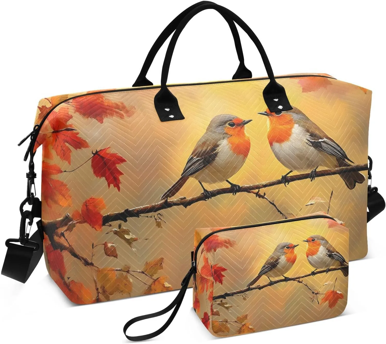 Fall Birds Branch Duffel Bag for Traveling, Travel Bag Gym Bag, with Multiple Interior Pockets Shoulder Weekender Bag for Women Men with Toiletry Bag 20.5L x 7.9W x 13.8H