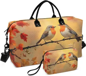 Fall Birds Branch Duffel Bag for Traveling, Travel Bag Gym Bag, with Multiple Interior Pockets Shoulder Weekender Bag for Women Men with Toiletry Bag 20.5L x 7.9W x 13.8H
