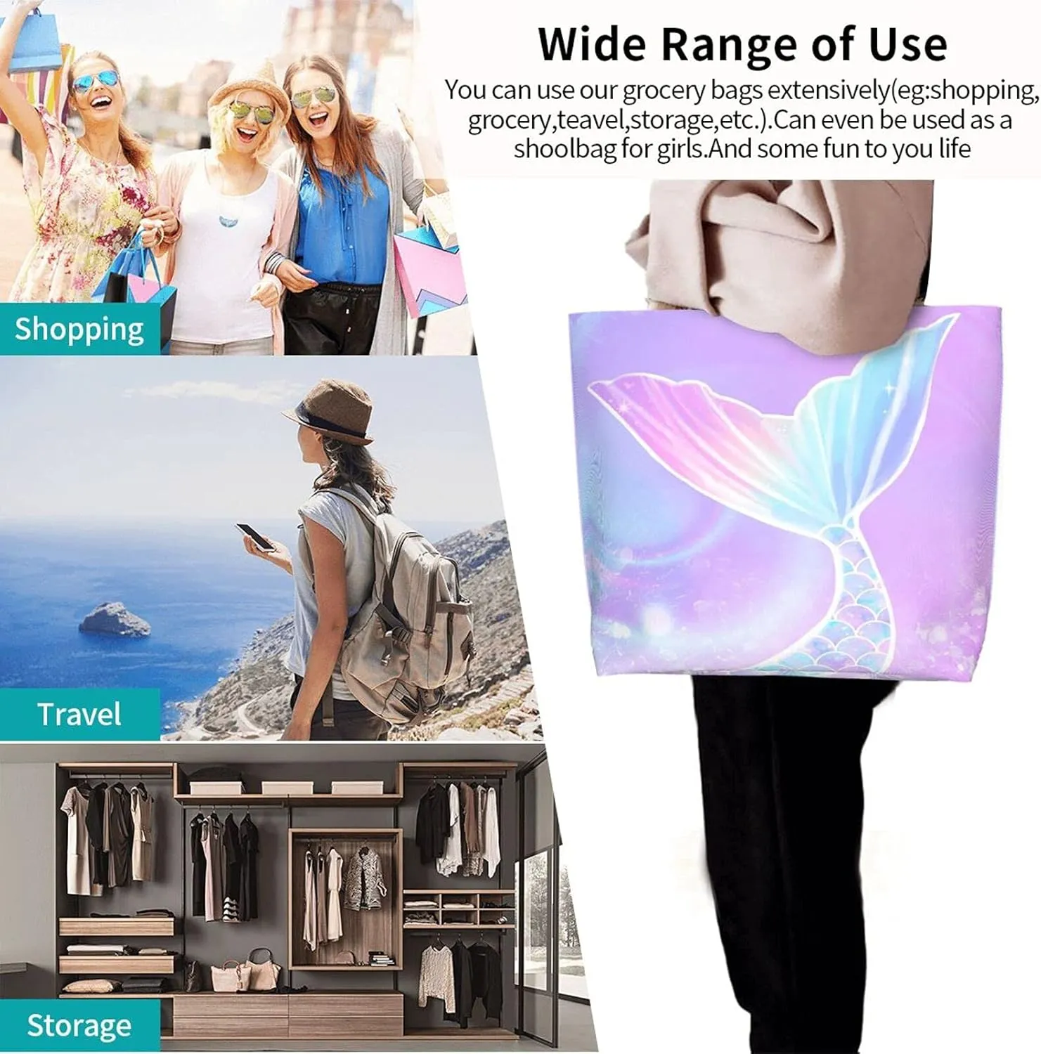 Famame Canvas Tote Bag Large Women Casual Shoulder Bag Handbag Reusable Multipurpose Shopping Grocery Bag For Outdoors…