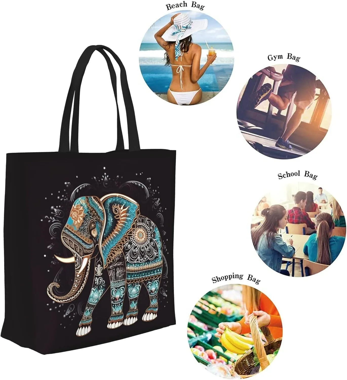Famame Canvas Tote Bag Large Women Casual Shoulder Bag Handbag Reusable Multipurpose Shopping Grocery Bag For Outdoors…