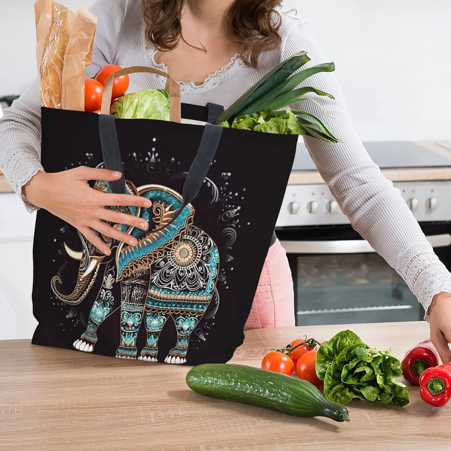 Famame Canvas Tote Bag Large Women Casual Shoulder Bag Handbag Reusable Multipurpose Shopping Grocery Bag For Outdoors…