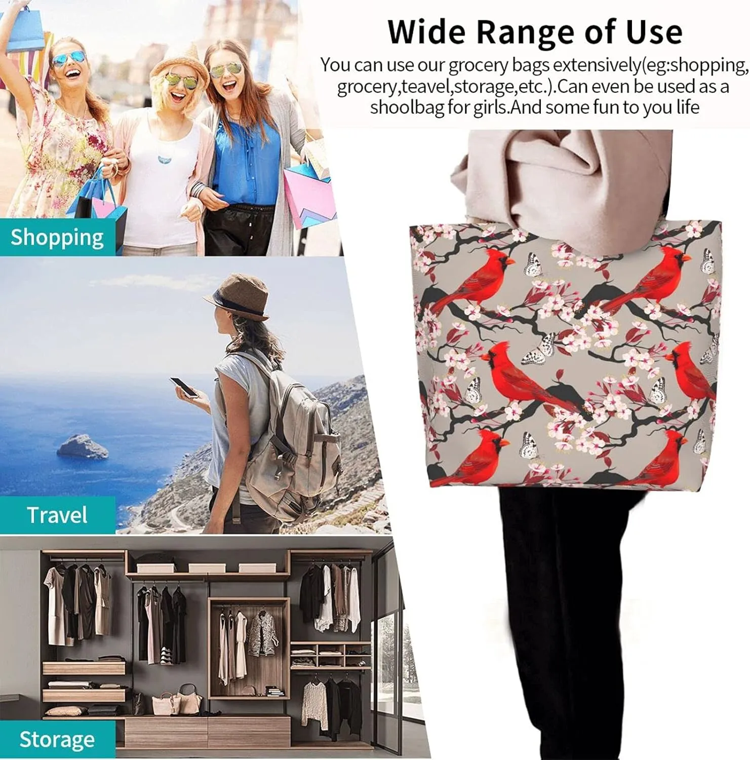Famame Canvas Tote Bag Large Women Casual Shoulder Bag Handbag Reusable Multipurpose Shopping Grocery Bag For Outdoors…