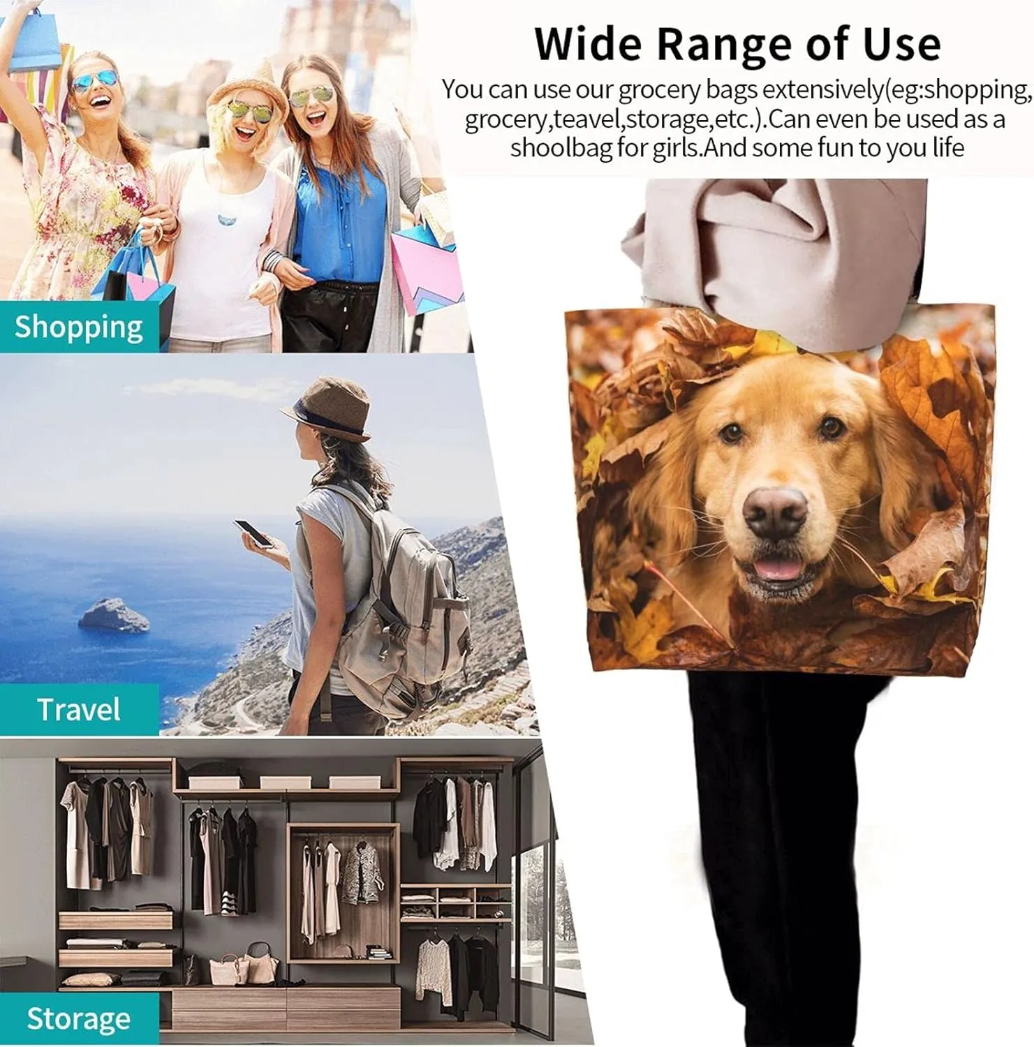 Famame Canvas Tote Bag Large Women Casual Shoulder Bag Handbag Reusable Multipurpose Shopping Grocery Bag For Outdoors…