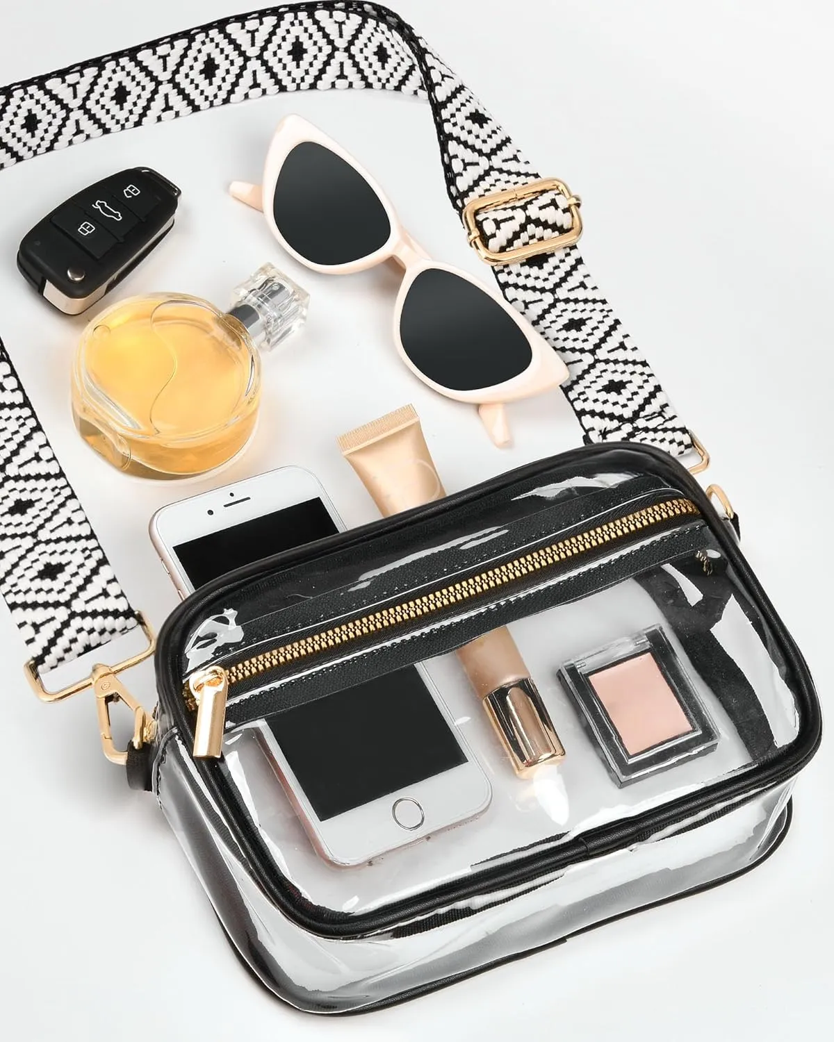FANGSUN Clear Crossbody Bag Stadium Approved, Clear Purse for Women, Transparent Shoulder Messenger Handbag for Concert Sport