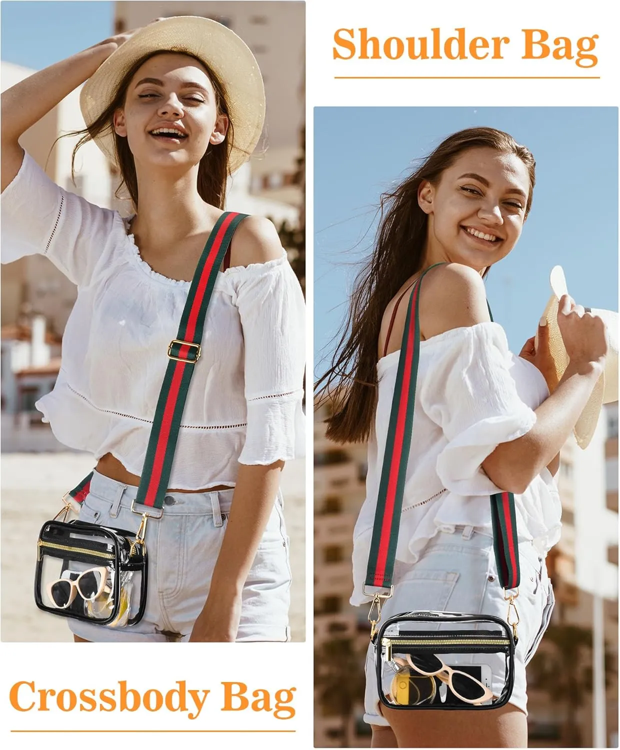 FANGSUN Clear Crossbody Bag Stadium Approved, Clear Purse for Women, Transparent Shoulder Messenger Handbag for Concert Sport