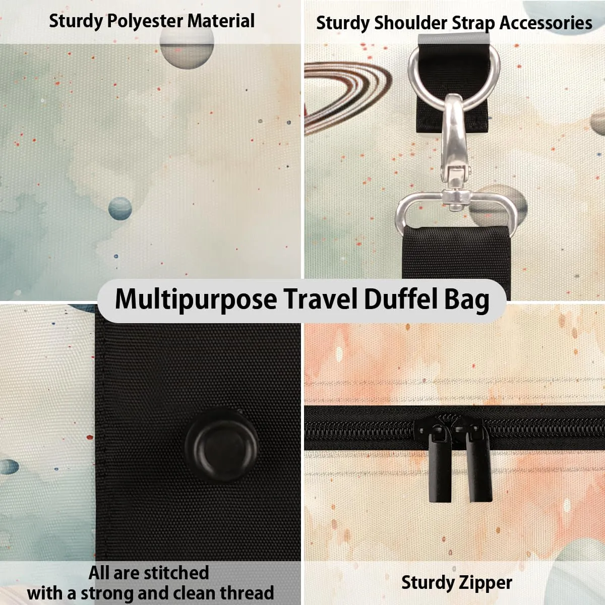 Fantasy Planet Travel Duffle Bag for Women Men Gym Duffel Foldable Bag Waterproof Weekender Universe Galaxy Duffle Tote