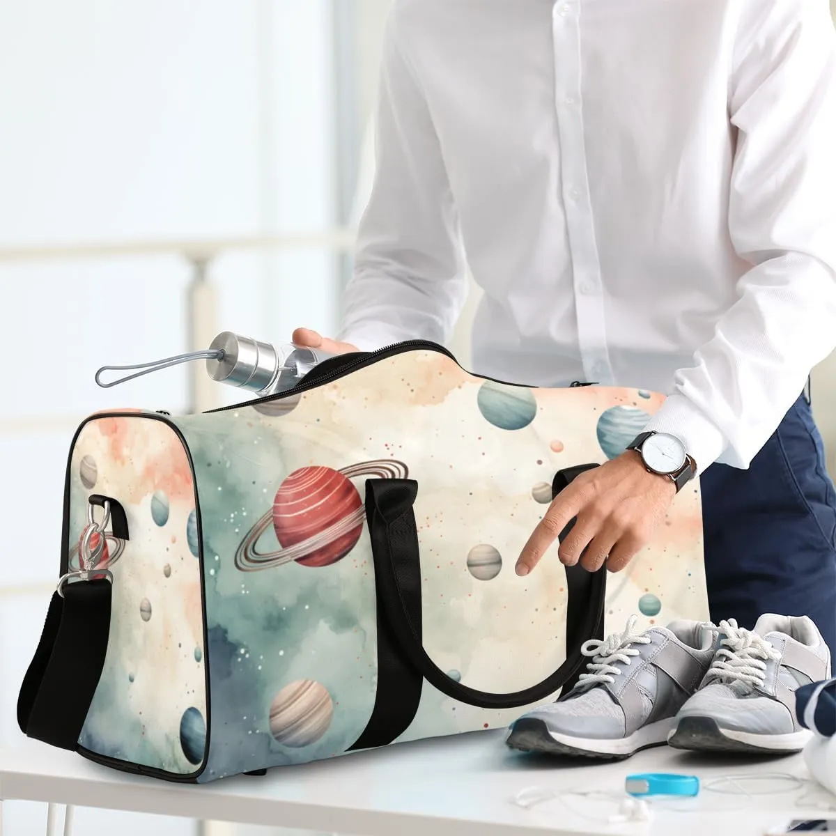 Fantasy Planet Travel Duffle Bag for Women Men Gym Duffel Foldable Bag Waterproof Weekender Universe Galaxy Duffle Tote