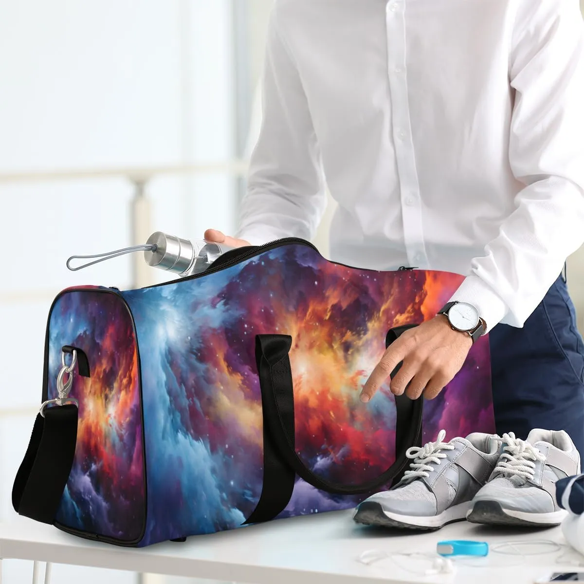 Fantasy Universe Travel Duffle Bag for Women Men Gym Duffel Foldable Bag Waterproof Weekender Galaxy Nebula Duffle Tote