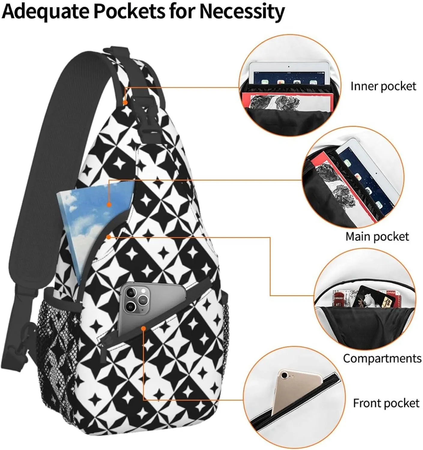Fashion Chest Sling Bag For Women Men Adjustable Strap Crossbody Shoulder Backpack Hiking Travel Casual Unisex Daypack