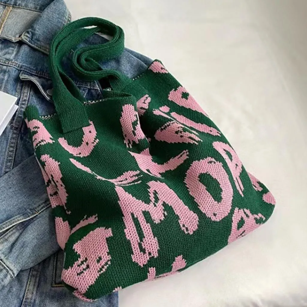 Fashion Knitted Shoulder Bag Elegant Tote Bag Casual Large Capacity Handbag Women Purse Breathable and Comfortable