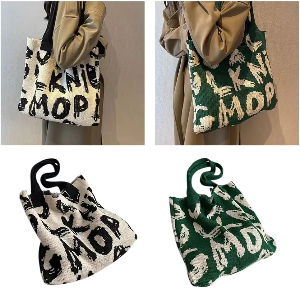 Fashion Knitted Shoulder Bag Elegant Tote Bag Casual Large Capacity Handbag Women Purse Breathable and Comfortable