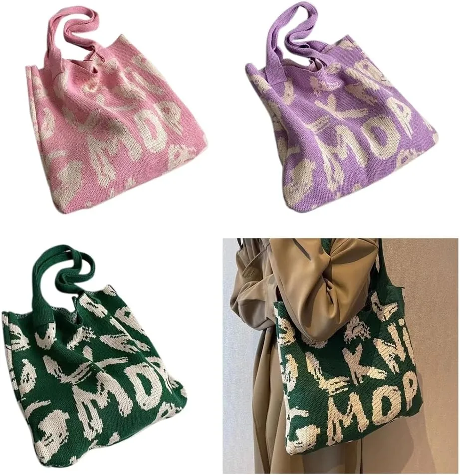 Fashion Knitted Shoulder Bag Elegant Tote Bag Casual Large Capacity Handbag Women Purse Breathable and Comfortable