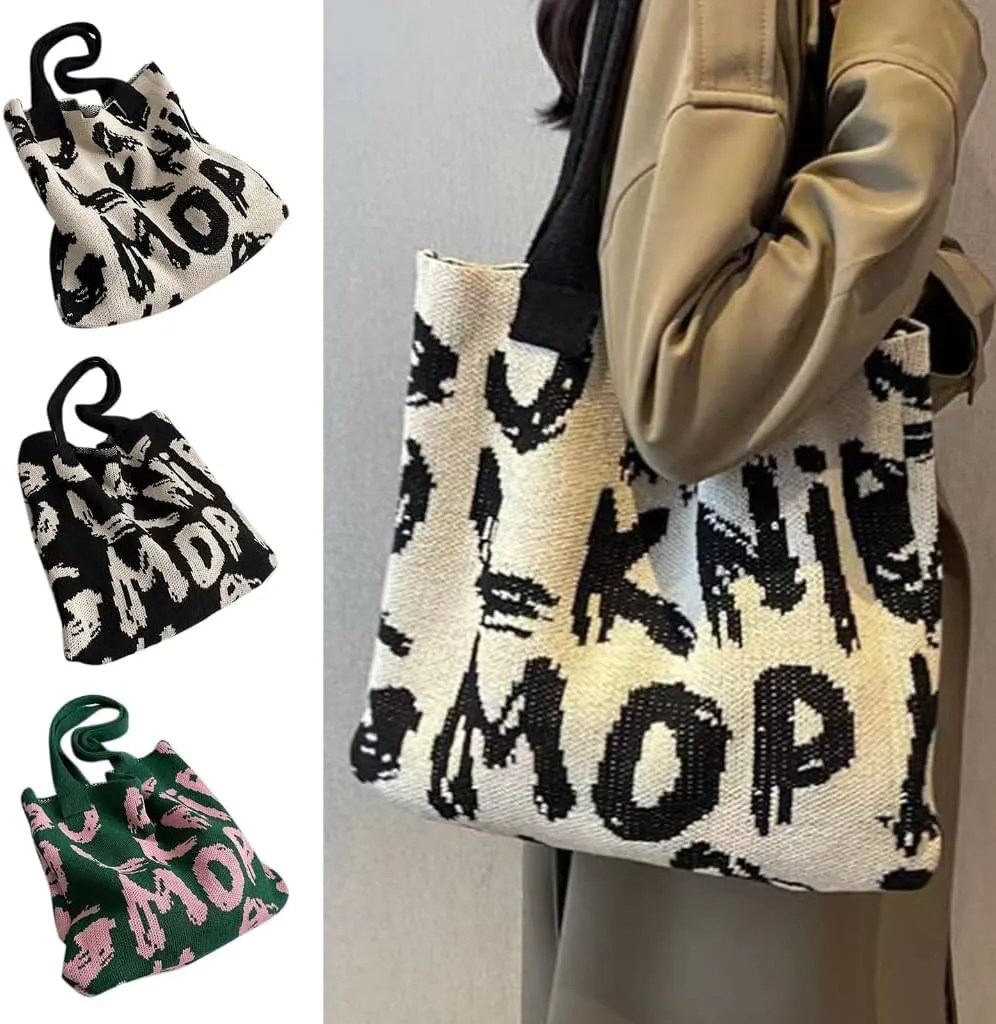 Fashion Knitted Shoulder Bag Elegant Tote Bag Casual Large Capacity Handbag Women Purse Breathable and Comfortable