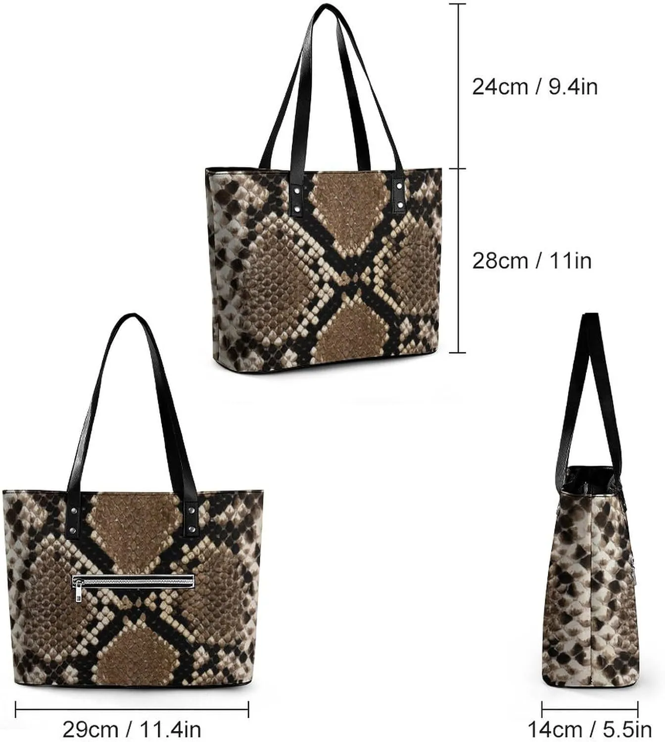 Fashion Large Capacity Satchel Tote Bag Casual Shoulder Bag Soft Leather Purse