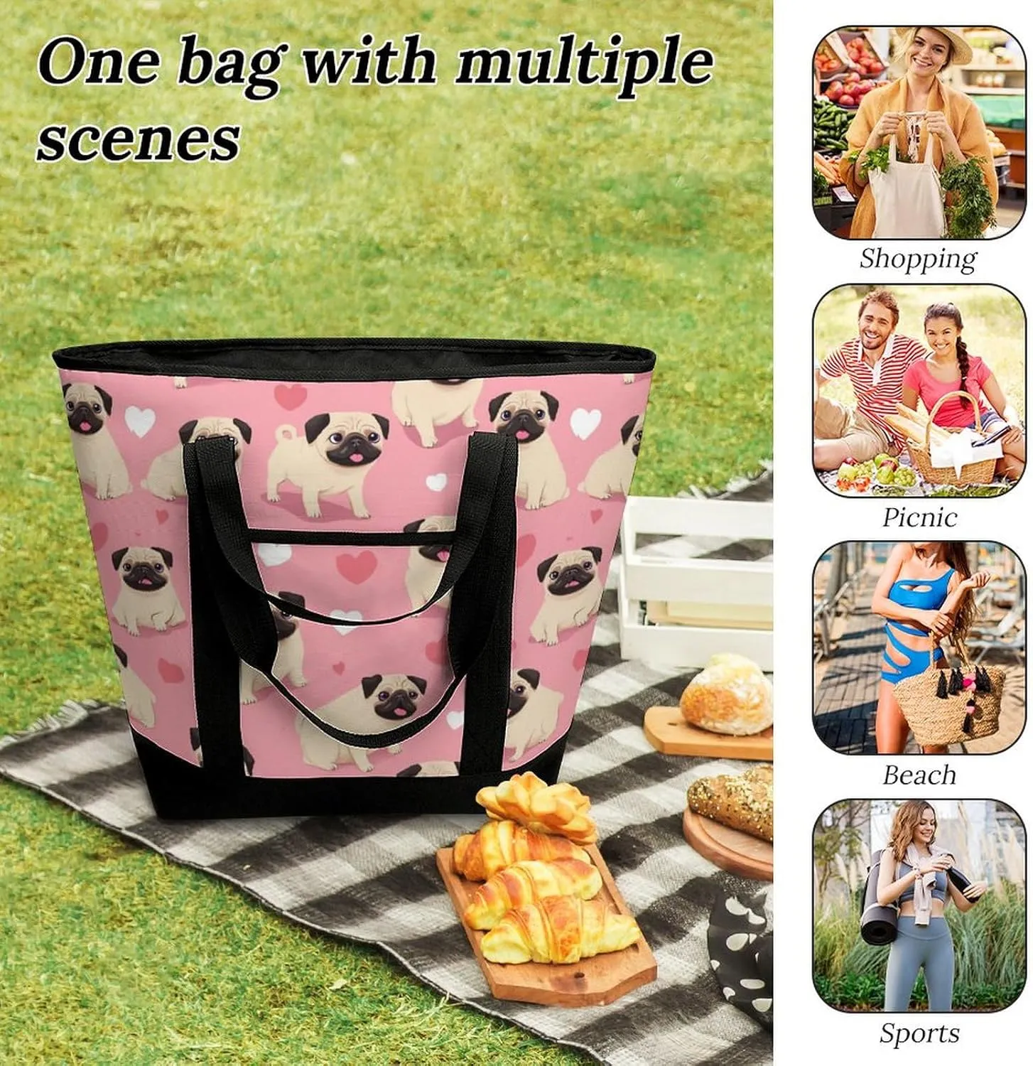 Fashionable Commuter Tote Bag Large Insulated Work Handbag
