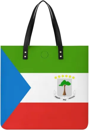 Fashionable Equatorial Guinea Flag Women's Shoulder Bag Large Capacity Leather Tote for Work and Leisure