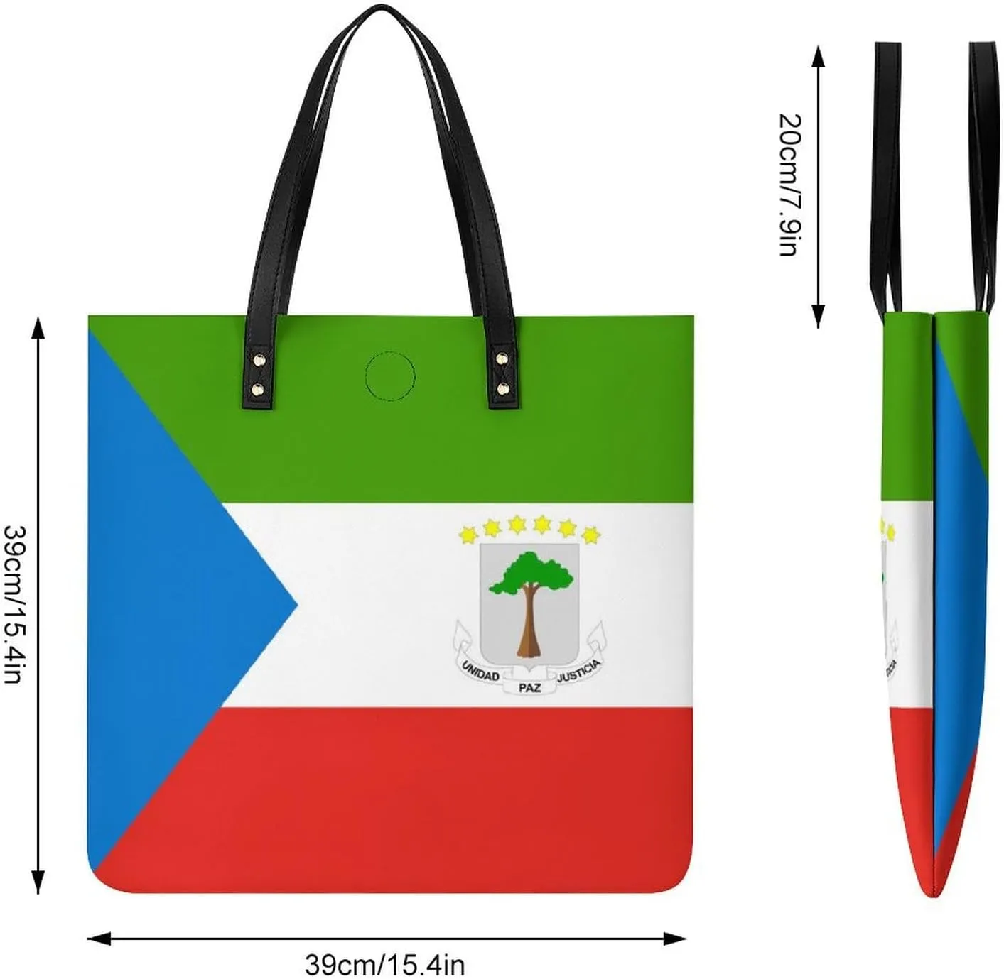 Fashionable Equatorial Guinea Flag Women's Shoulder Bag Large Capacity Leather Tote for Work and Leisure