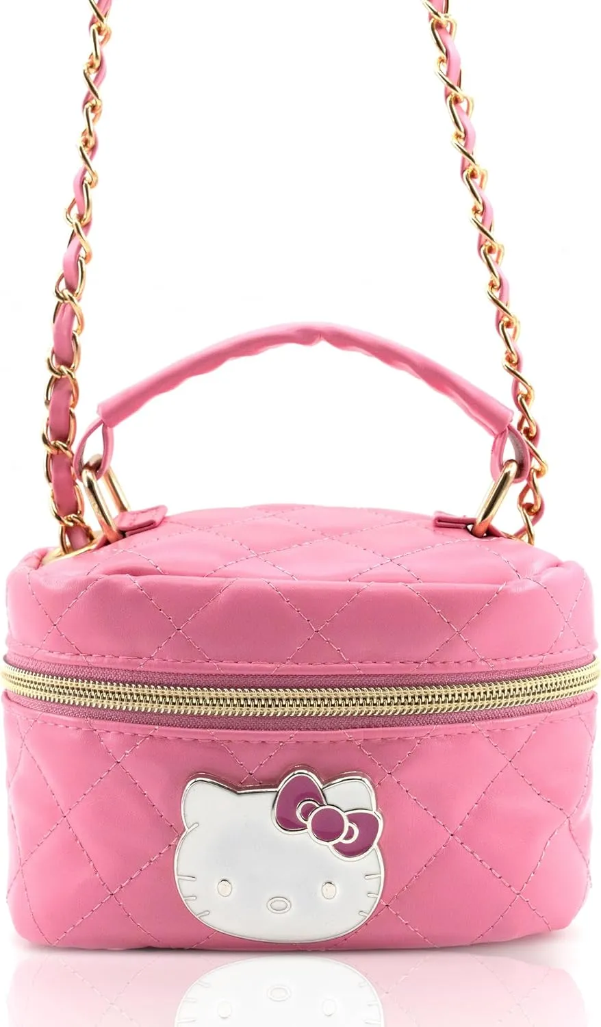 Fast Forward Sanrio Hello Kitty Cosmetic Bag for Women | Mini Hello Kitty PU Leather Crossbody Travel Toiletry Bag for Women | Make Up Travel Bag Makeup Bag