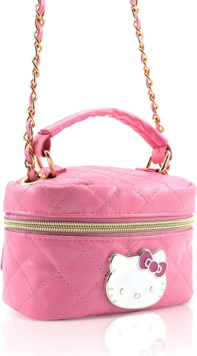 Fast Forward Sanrio Hello Kitty Cosmetic Bag for Women | Mini Hello Kitty PU Leather Crossbody Travel Toiletry Bag for Women | Make Up Travel Bag Makeup Bag