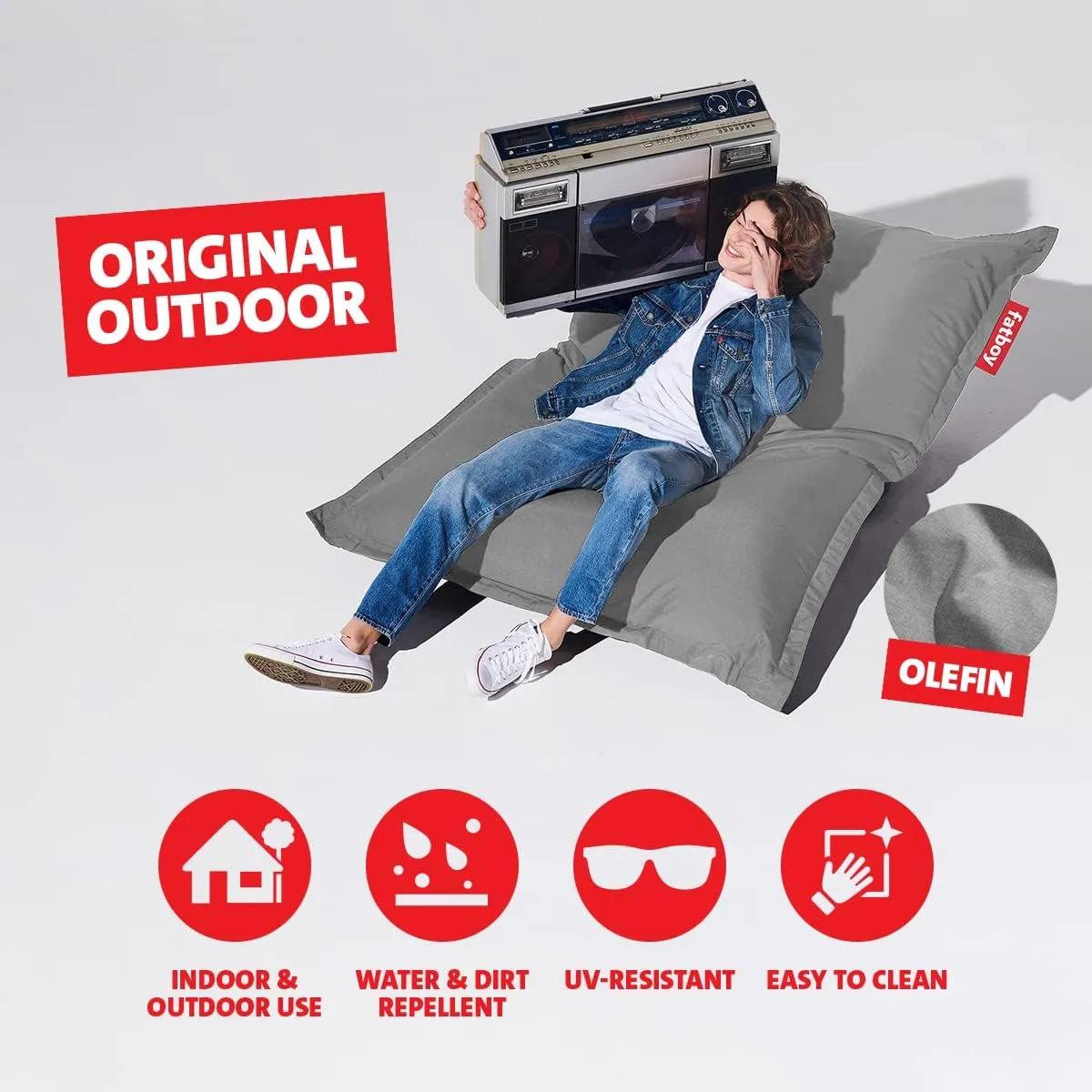 Fatboy Original Outdoor Bean Bag Chair, Rock Grey