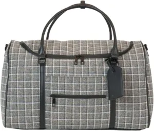 FAWN DESIGN The Weekender Bag, Carry on Bags for Airplanes, Overnight Bag for Women, Premium Duffle Bag with Luggage Tag and Contact Card, 20x10x12 inches, 39 Liters, Plaid Tweed