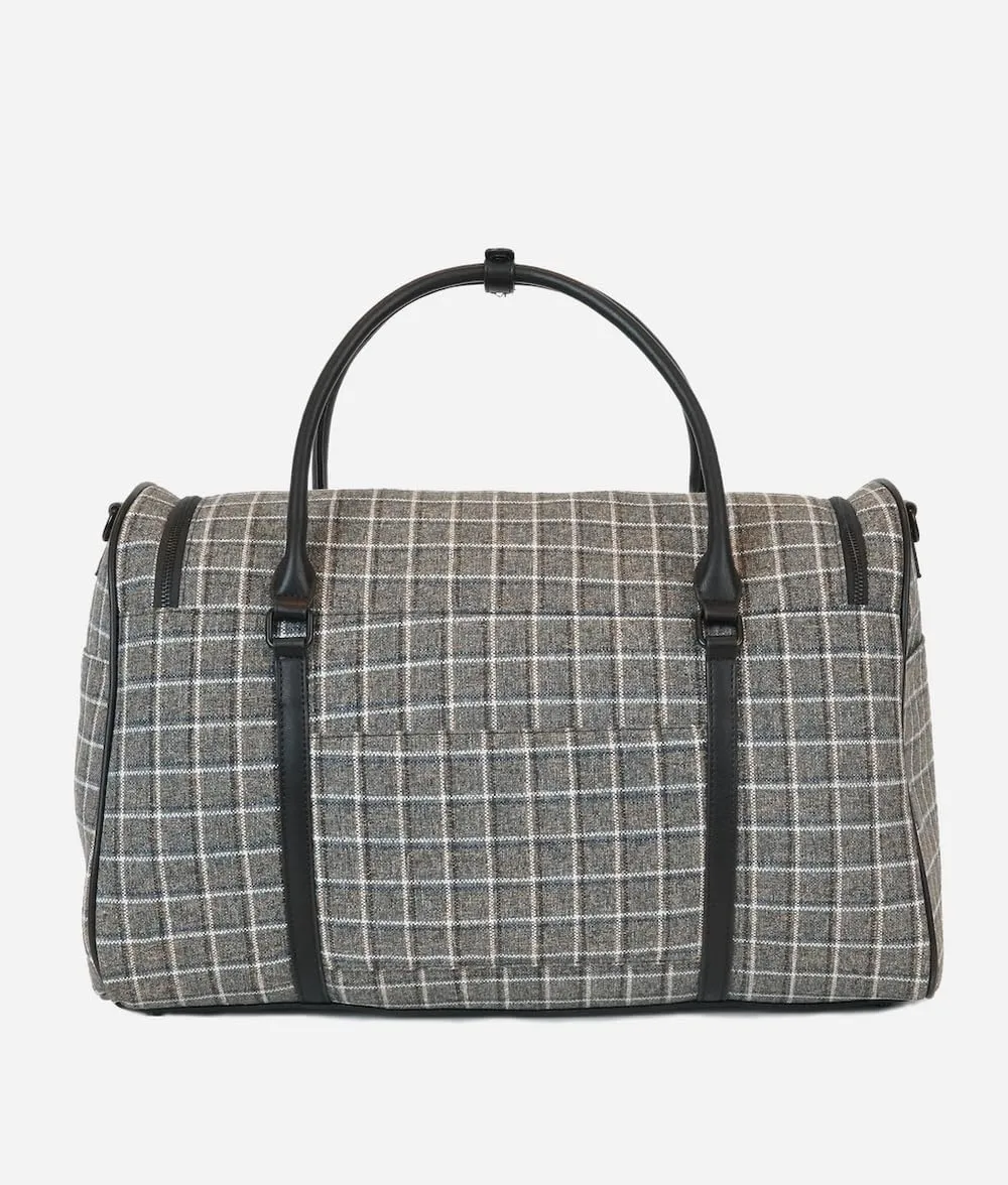 FAWN DESIGN The Weekender Bag, Carry on Bags for Airplanes, Overnight Bag for Women, Premium Duffle Bag with Luggage Tag and Contact Card, 20x10x12 inches, 39 Liters, Plaid Tweed