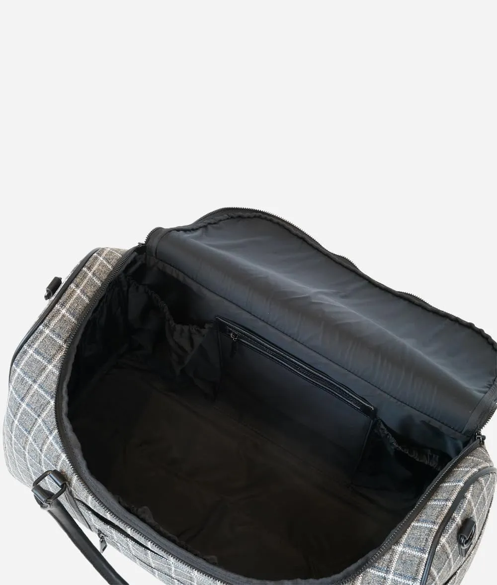 FAWN DESIGN The Weekender Bag, Carry on Bags for Airplanes, Overnight Bag for Women, Premium Duffle Bag with Luggage Tag and Contact Card, 20x10x12 inches, 39 Liters, Plaid Tweed