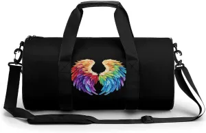 Feathers in Rainbow Wings Flight Angels Gym Bag Lightweight Duffel Bag Workout Bag Overnight Backpack Travel Bags for Men Women