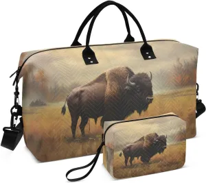 Field Bison Duffel Bag for Travel Gym Sport, Weekender Travel Bags Carry on Overnight Bag