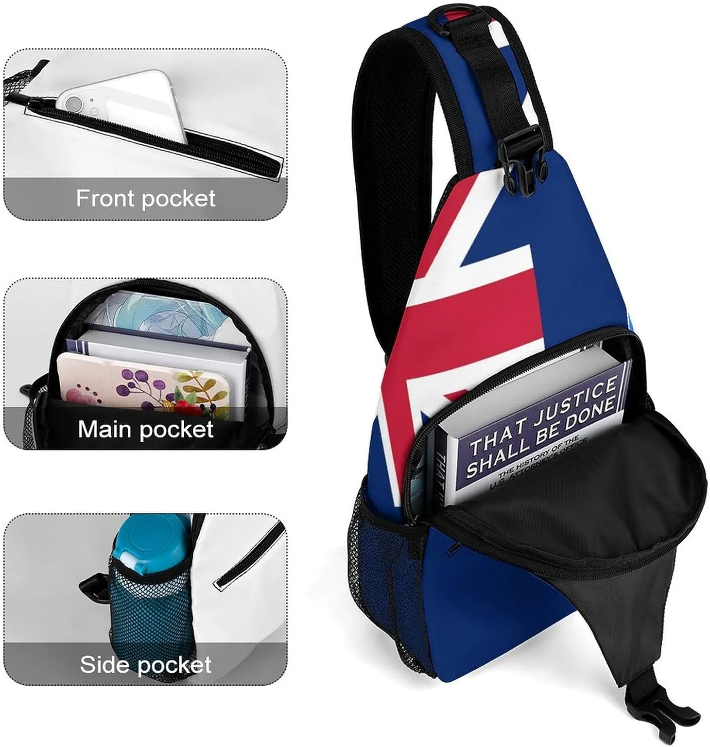 Fiji Flag Sling Bag Crossbody Chest Bag Shoulder Bag For Travel Hiking Cycling Camping