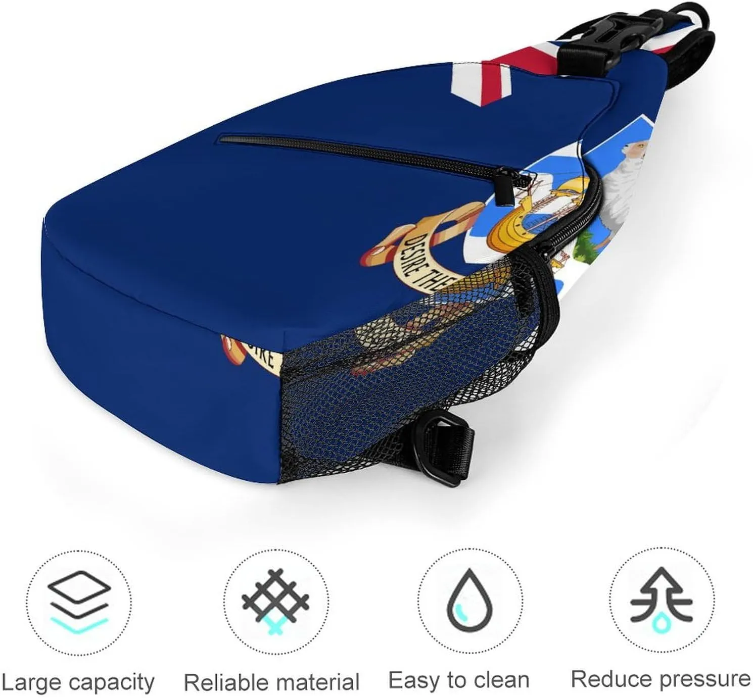 Fiji Flag Sling Bag Crossbody Chest Bag Shoulder Bag For Travel Hiking Cycling Camping
