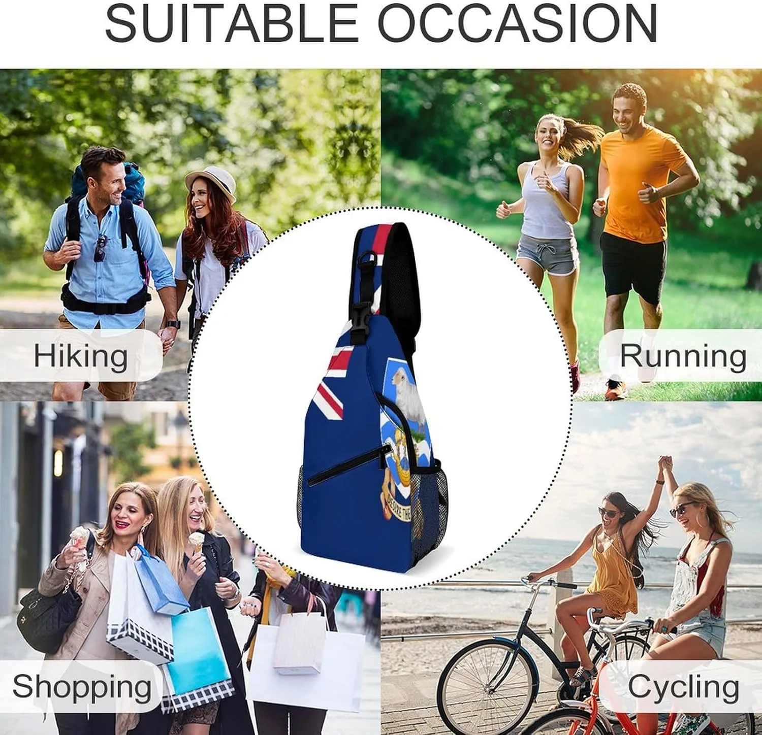 Fiji Flag Sling Bag Crossbody Chest Bag Shoulder Bag For Travel Hiking Cycling Camping