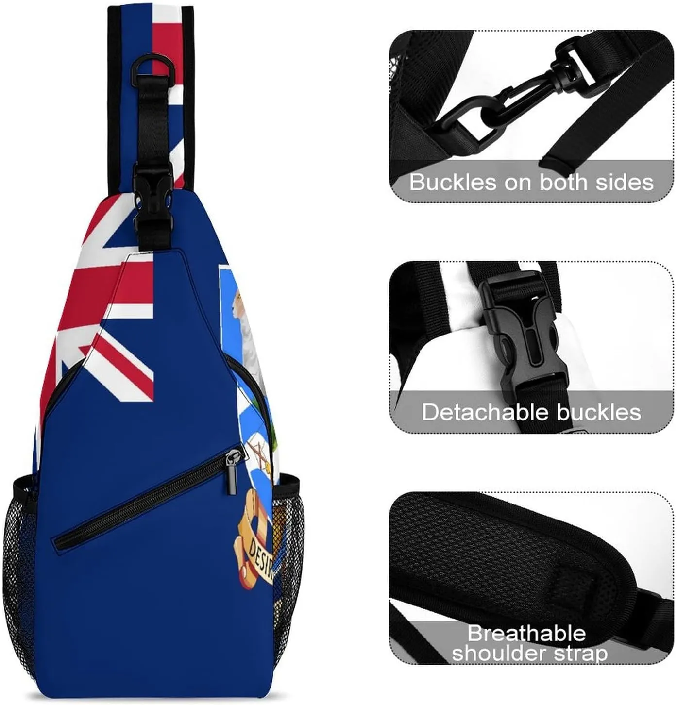 Fiji Flag Sling Bag Crossbody Chest Bag Shoulder Bag For Travel Hiking Cycling Camping