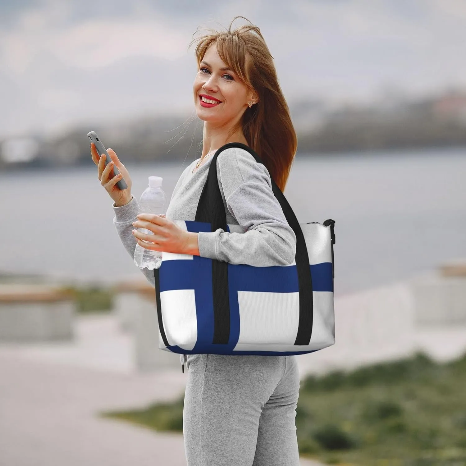 Finnish Flag Small Duffel Bag Foldable Travel Bag Weekender Bag Overnight Gym Hospital Bags For Women&Men