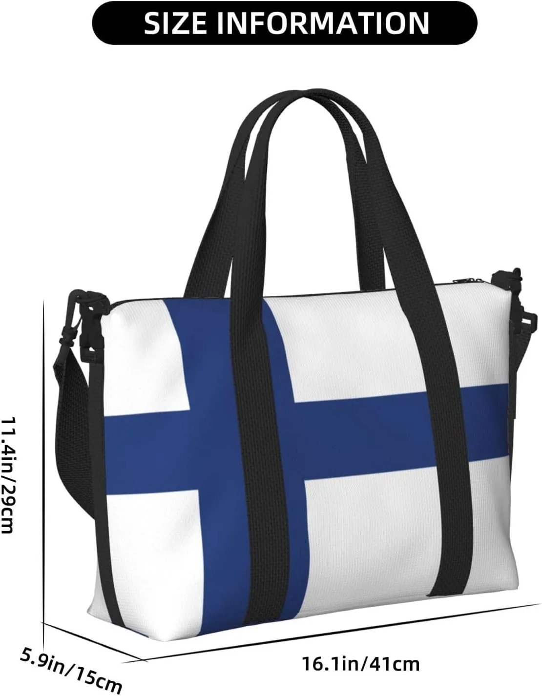 Finnish Flag Small Duffel Bag Foldable Travel Bag Weekender Bag Overnight Gym Hospital Bags For Women&Men