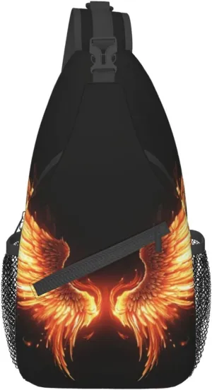 Fire Angle Wings Printed Chest Messenger Bag Shoulder Bag Sling Bag
