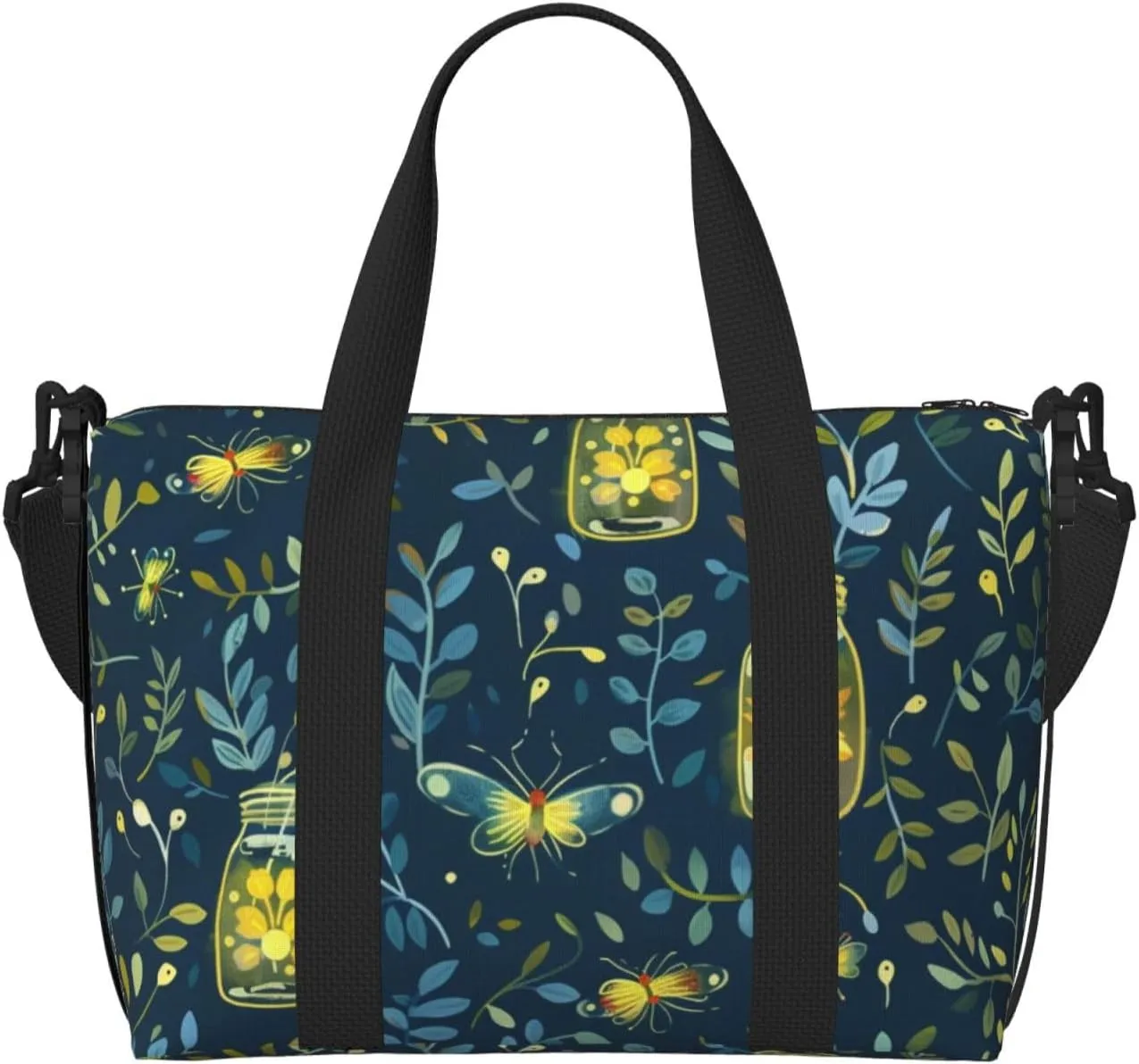 fireflies and mason jars print Travel Duffel Bag, Sports Tote Gym Bag, Swim Pool Bag Large Shoulder Tote Bag for Beach Weekender, 202-406-121