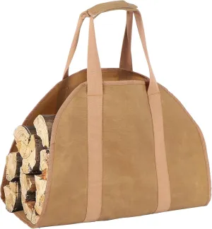 Fireplace Carrier Tote Bag - Waxed Canvas Fire Place Sturdy Wood Carring Bag,for Camping Indoor Firewood Logs Tote，Khaki