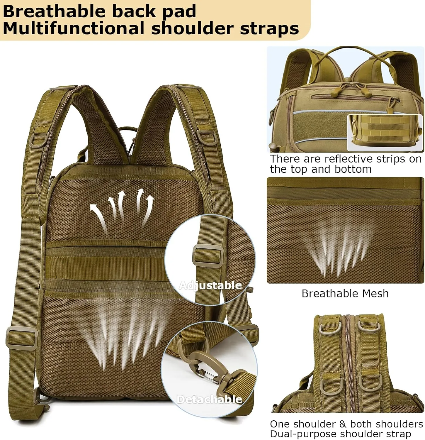 Fishing Backpack with Rod Holder Tackle Box Backpack, Fishing Tackle Bag for Fishing Gear Sling Tackle Storage Bag