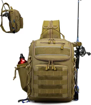 Fishing Backpack with Rod Holder Tackle Box Backpack, Fishing Tackle Bag for Fishing Gear Sling Tackle Storage Bag