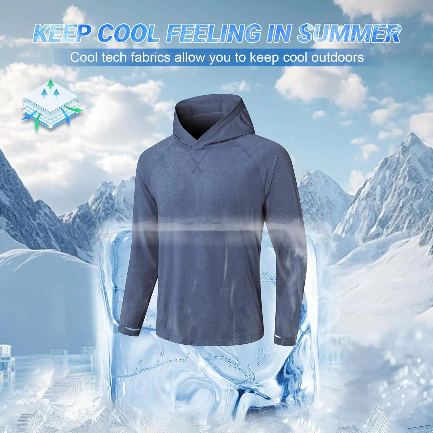 Fishing Shirts for Men Long Sleeve: UPF 100  UV Sun Protection Hoodie - Swimming Hiking Outdoor Running Rash Guard