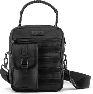 Fitdom Black Small Tactical Messenger Bag For Men. This EDC Has Multiple Ways to Carry as Sling, Shoulder, Crossbody, Waist.